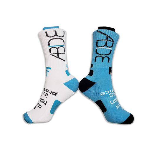 ABIDE (Sit - Dwell - Remain) - Blue Knit Crew Socks