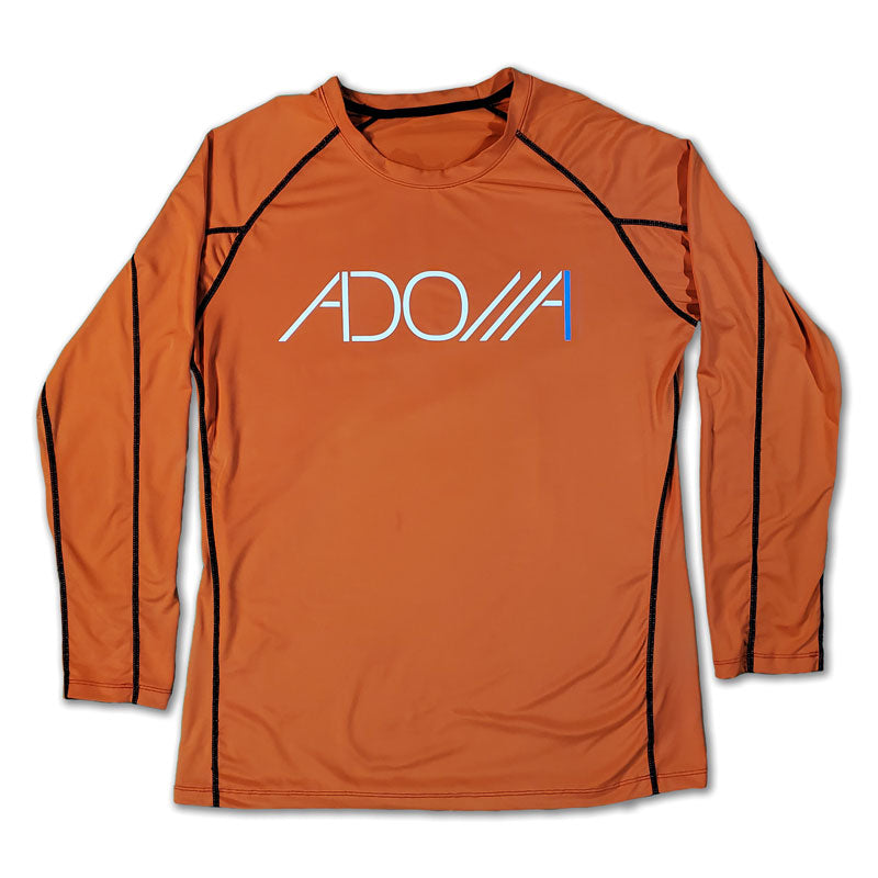 Pumpkin orange, ADONAI dry-fit active long sleeve shirt from Now Found Christian Apparel.