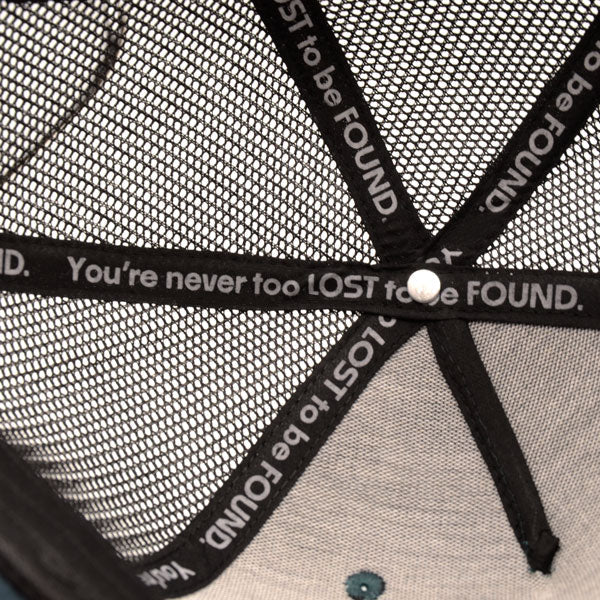 now found apparel christian trucker hat inside never too lost to be found tape