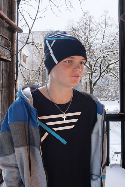Young Christian Wearing I AM Hoodie, Beanie, and Bamboo tee from Now Found Christian Apparel