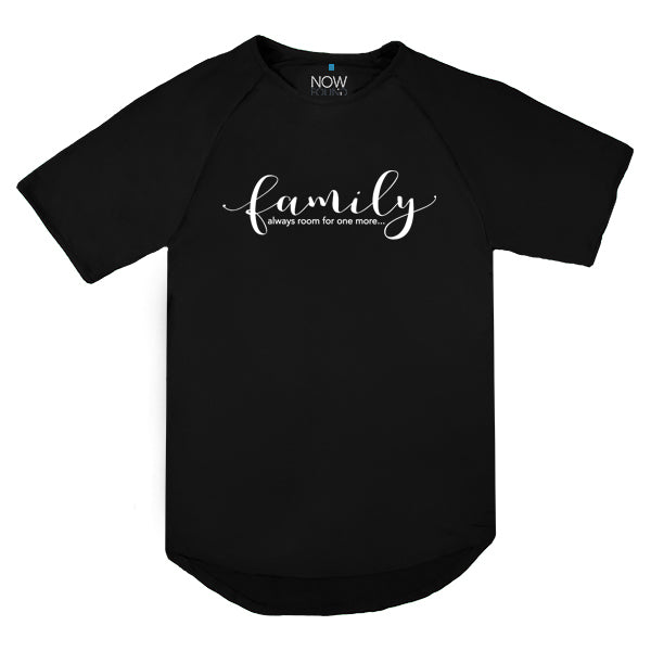 Now Found Apparel's Family - Always Room for One More Midnight Black Bamboo Tee with white background