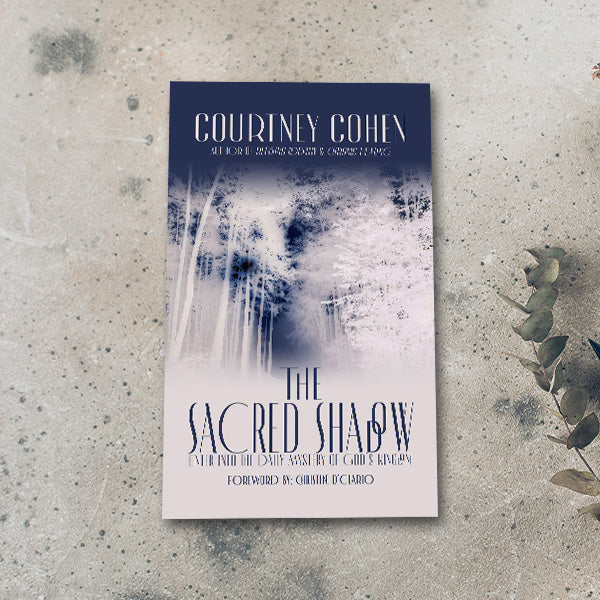 Book cover of 'The Sacred Shadow - Enter Into the Daily Mystery of God's Kingdom' by Courtney Cohen on a textured surface with a plant.