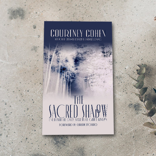 Book cover of 'The Sacred Shadow - Enter Into the Daily Mystery of God's Kingdom' by Courtney Cohen on a textured surface with a plant.
