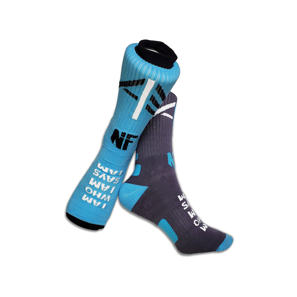 Sky Blue I AM - Knit Crew Socks